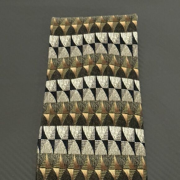 Mosaic Men's Silk Tie Geometric Patterns Handmade 100% Silk - 4" x 61" - Picture 3 of 7